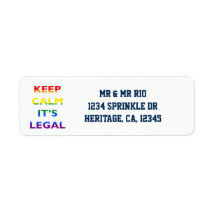 Keep Calm It’s Legal Support LGBT Address Label