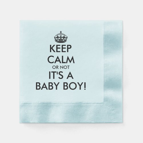Keep calm its a baby boy funny baby shower blue napkins
