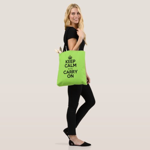 Keep Calm its my carry on funny pun lime green  Tote Bag