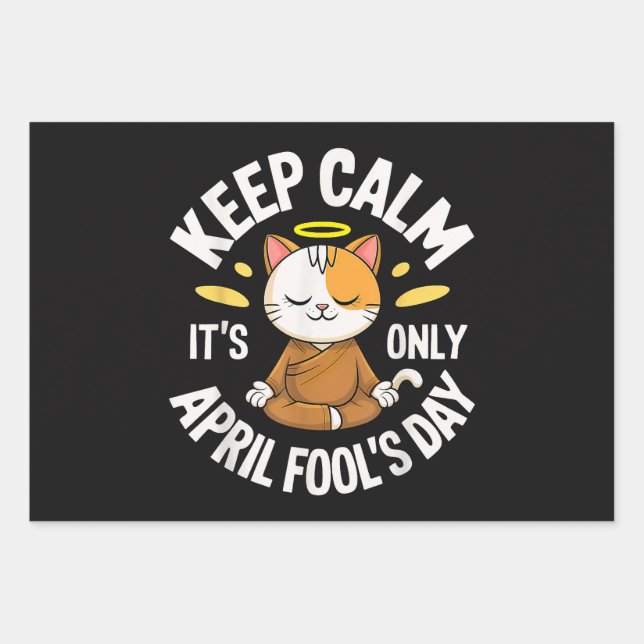 Keep Calm it's only April Fool's Day Wrapping Paper Sheets (Front)