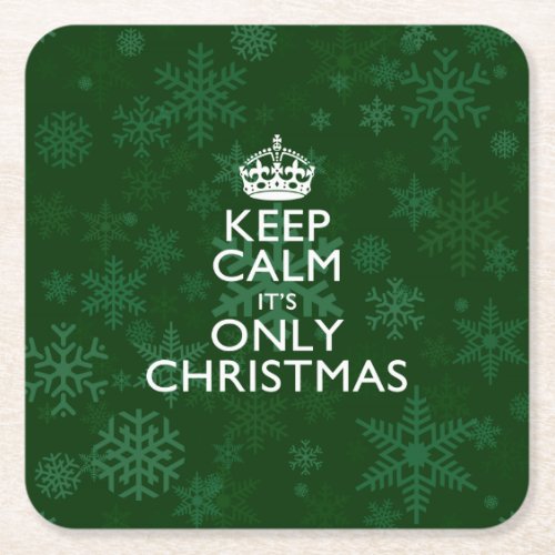 Keep Calm Its Only Christmas Square Paper Coaster