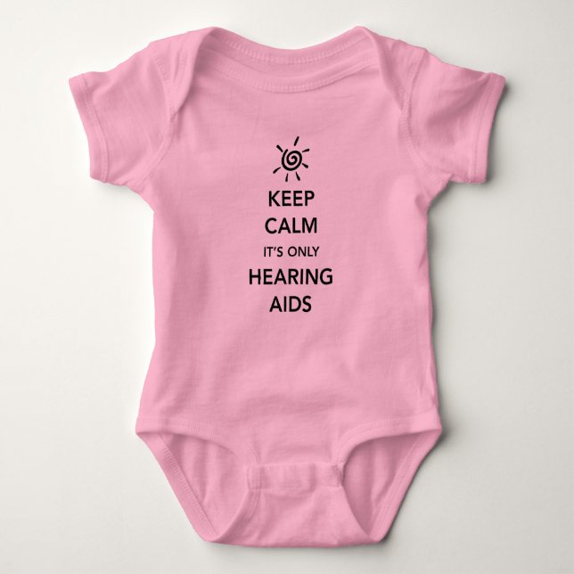 Keep Calm It's Only Hearing Aids Tutu Baby Bodysuit (Front)