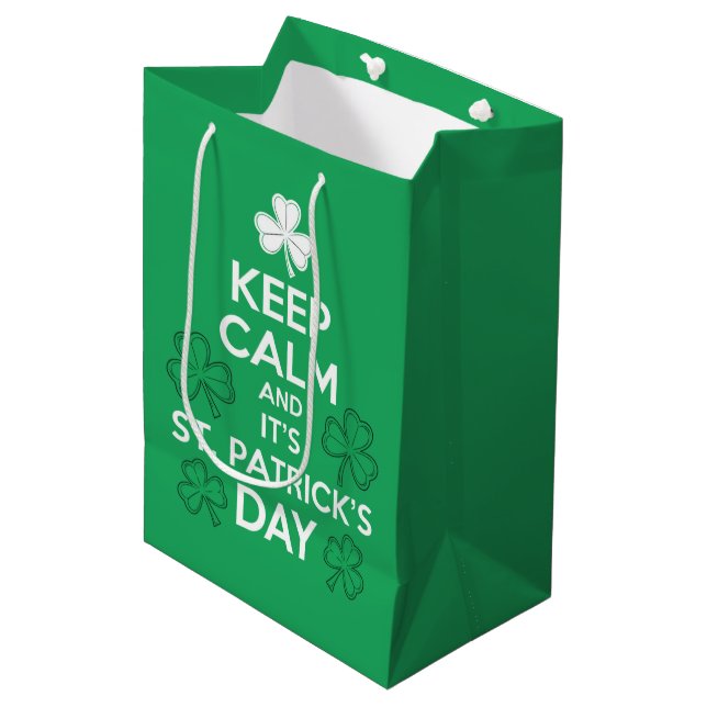 Keep Calm It's St Patricks Day Irish  Medium Gift Bag (Front Angled)