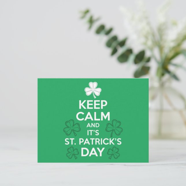 Keep Calm It's St Patricks Day Irish  Postcard (Standing Front)
