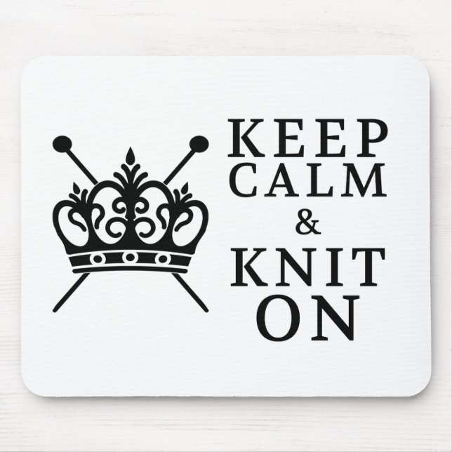 Keep Calm Knit On Crafts / Crown Logo Mouse Pad (Front)
