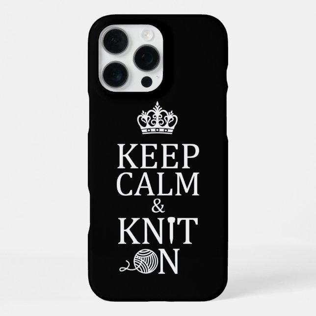 Keep Calm Knit On Crafts Dark iPhone Case (Back)