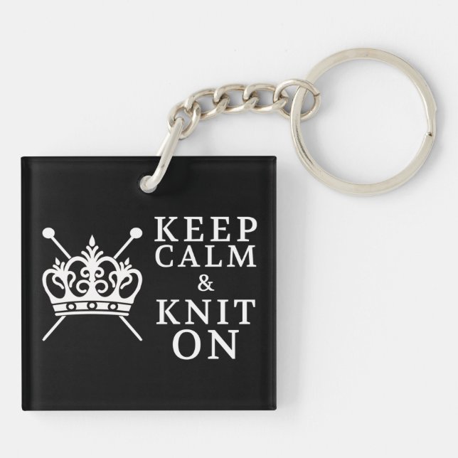 Keep Calm Knit On Crafts {Dark} Keychain (Back)