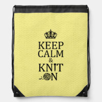 Keep Calm Knit On Crafts Drawstring Bag
