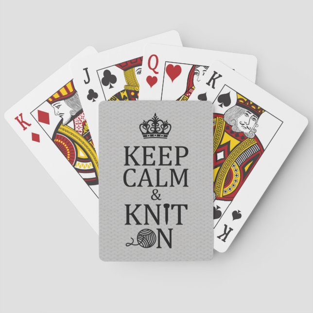 Keep Calm Knit On Crafts Light Poker Cards (Back)