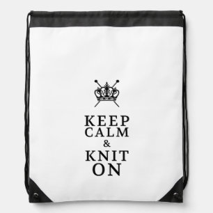 Keep Calm Knit On {Light} Drawstring Bag
