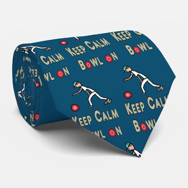 Keep Calm Lawn Bowls Neck Tie (Rolled)