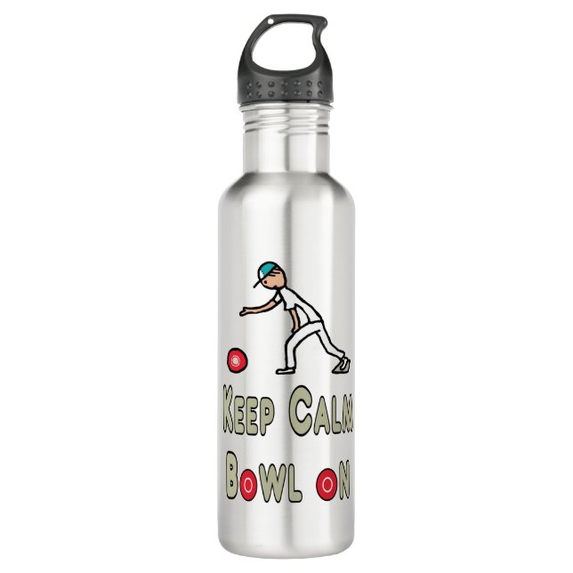 Keep Calm Lawn Bowls Stainless Steel Water Bottle (Front)