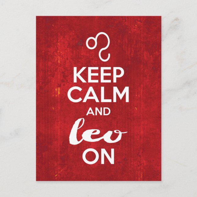 Keep Calm Leo On Birthday Astrological Sign Postcard (Front)