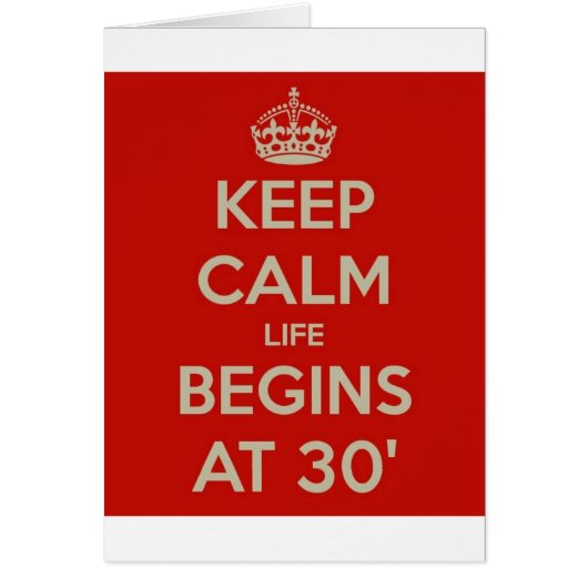 Keep calm life begins at 30 cards (Front)