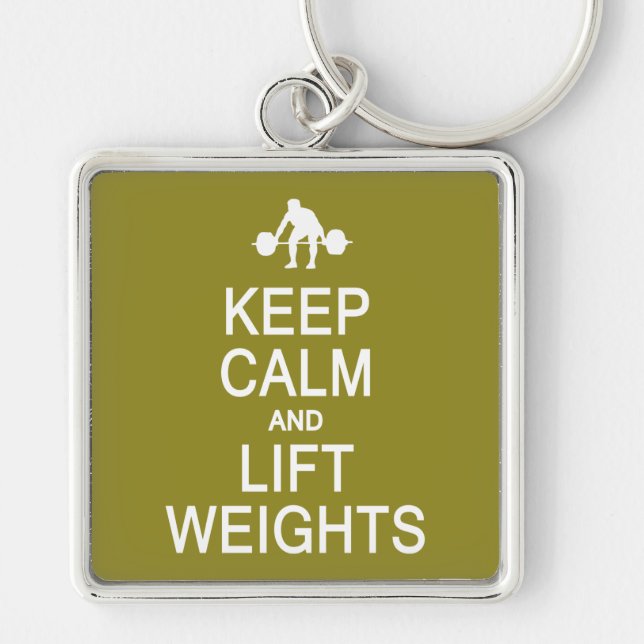 Keep Calm & Lift Weights custom color key chain (Front)