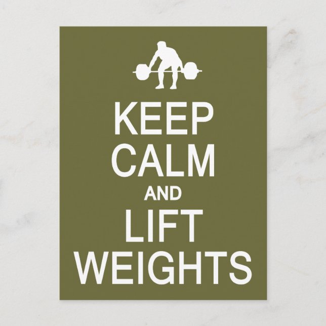 Keep Calm & Lift Weights custom color postcard (Front)