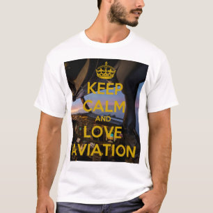Keep Calm love Aviation Club airliner white T-Shir T-Shirt