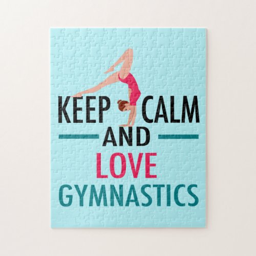 Keep Calm Love Gymnastics Beautiful Gymnast Jigsaw Puzzle