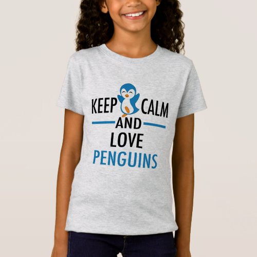 Keep Calm Love Penguins Zoo Kids T_Shirt