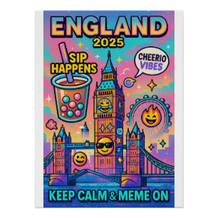Keep Calm & Meme On” – London in Gen Z Style Poster