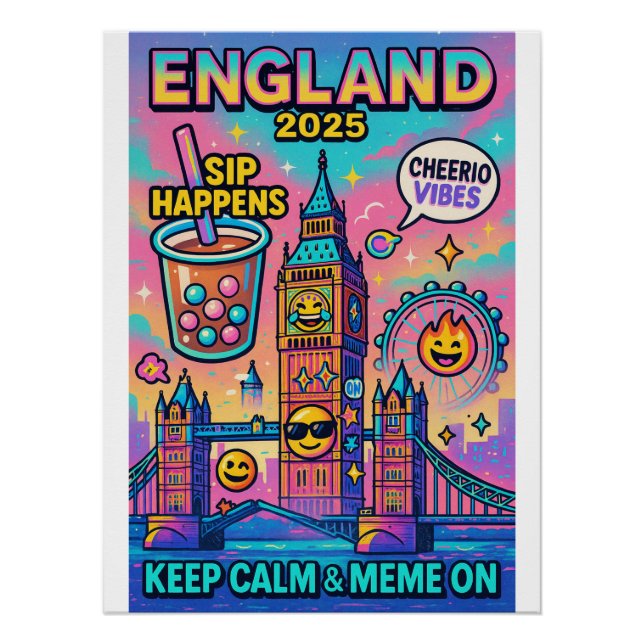 Keep Calm & Meme On” – London in Gen Z Style Poster (Front)