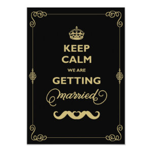 Keep Calm Moustache Classic Vintage Gay Wedding Card