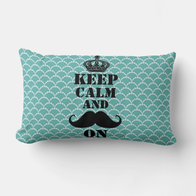 Keep Calm Mustache On Lumbar Pillow (Front)