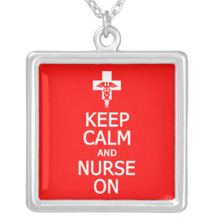 Keep Calm & Nurse On necklace, customizable Silver Plated Necklace