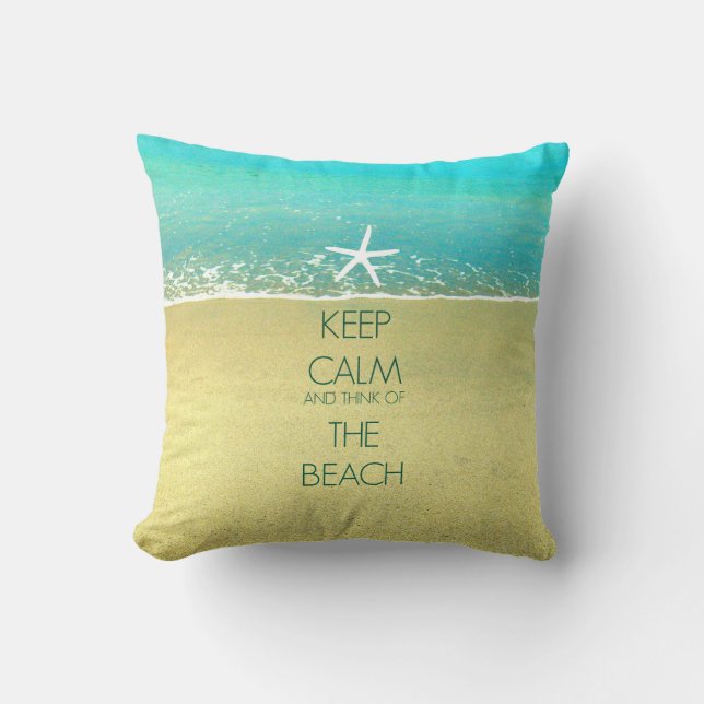 Keep Calm Ocean Wave Beach Sand Pillow (Front)