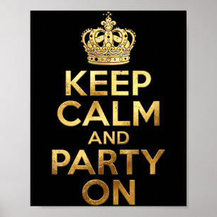 Keep Calm Party On Funny Saying Quote Party Humor Poster