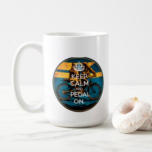Keep calm  pedal on typography coffee mug