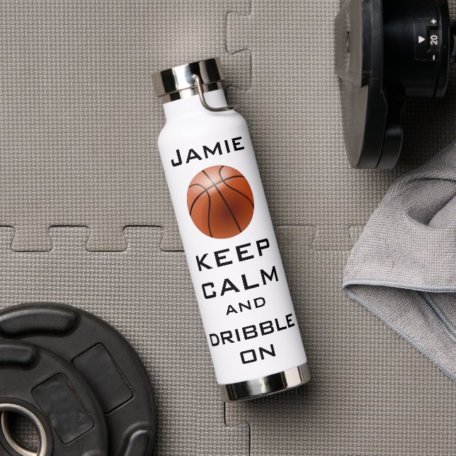 KEEP CALM PERSONALIZED Basketball Water Bottle (Gym)