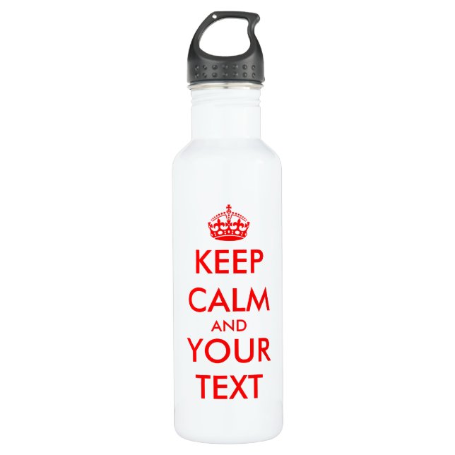 Keep calm personalized funny typography large size water bottle (Front)