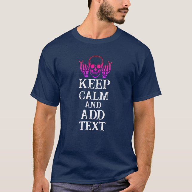 Keep Calm Personalized photo and text Navy blue T- T-Shirt (Front)