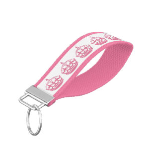 KEEP CALM PINK CROWN PATTERN WRIST KEYCHAIN