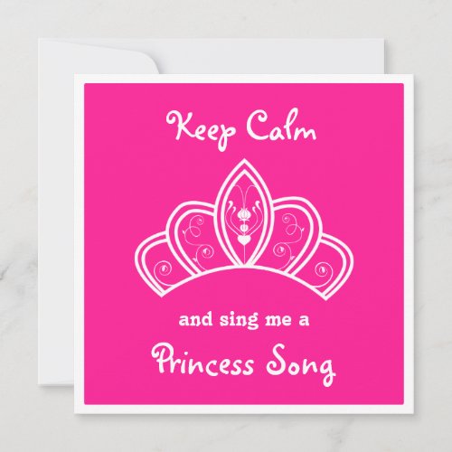 Keep Calm Pink Princess Song Karaoke Party Invitation