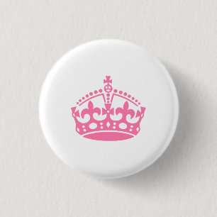 Keep calm pink victory crown pinback button