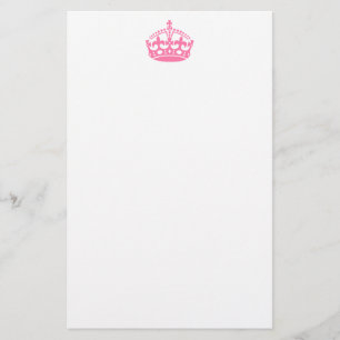 Keep calm pink victory crown stationery
