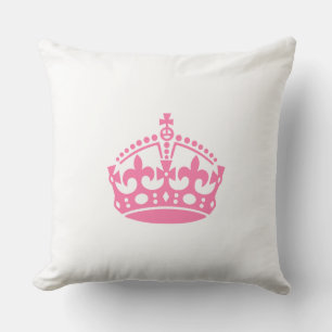 Keep calm pink victory crown throw pillow