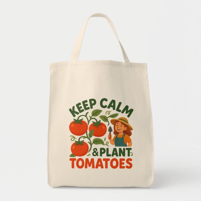 Keep Calm & Plant Tomatoes Tote Bag (Front)