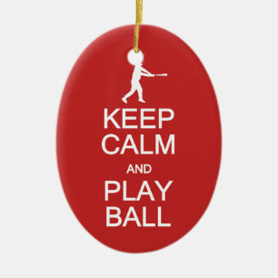 Keep Calm & Play Ball custom ornament