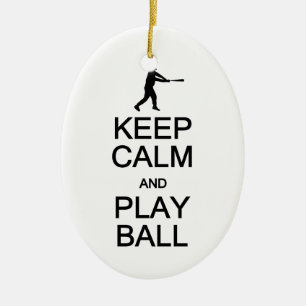 Keep Calm & Play Ball ornament, customize Ceramic Ornament