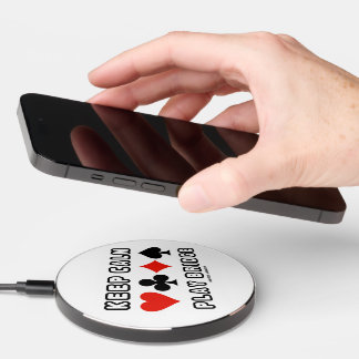 Keep Calm Play Bridge Advice Four Card Suits Humor Wireless Charger