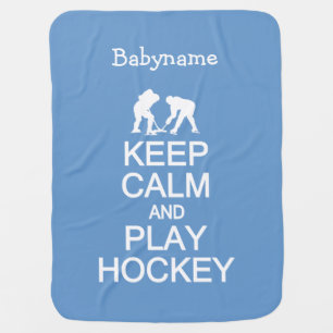 Keep Calm & Play Hockey custom color baby blanket