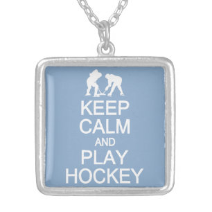 Keep Calm & Play Hockey custom color necklace