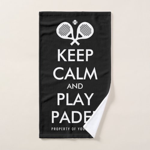 Keep calm play padel funny hand towel for player