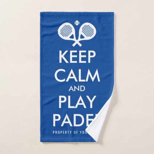 Keep calm play padel tennis hand towel for player
