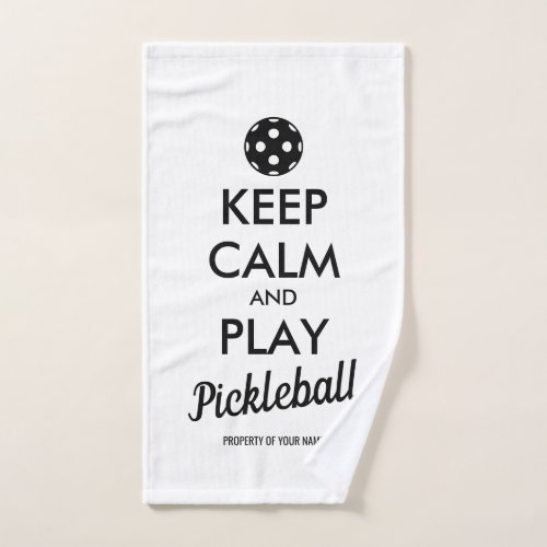 Keep calm play pickleball funny hand towel gift