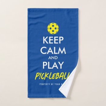 Keep Calm Play Pickleball Sports Hand Towel Gift by imagewear at Zazzle