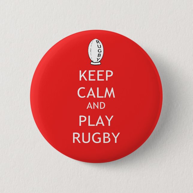 Keep Calm & Play Rugby Button (Front)